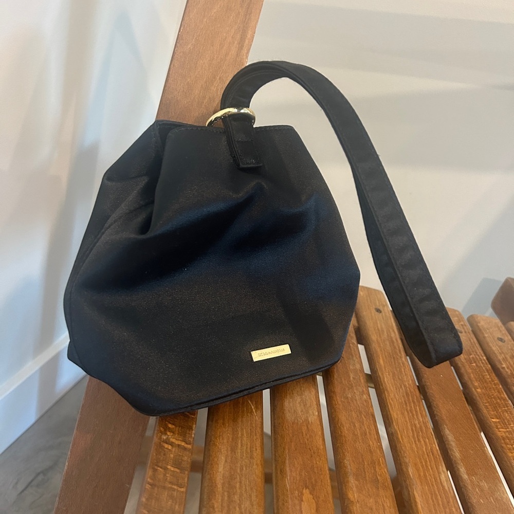 BCBG MaxAzria Black Satin Evening Purse